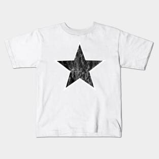 Distressed Black with White Border Star Kids T-Shirt